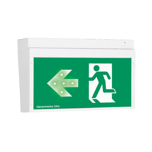 CleverEvac Dynamic Green Exit, Surface Mount, CLP, Running Man Arrow Left, Single Sided